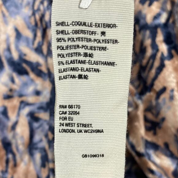 NWOT FREE PEOPLE Top M Crushed Velvet Velour Peach-Navy V Smoked Balloon-Long-Sl - Picture 5 of 9